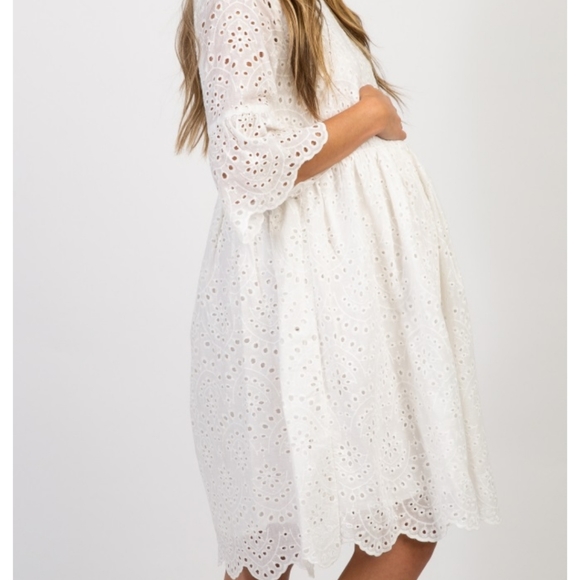 Pinkblush white scalloped maternity dress - Picture 4 of 9